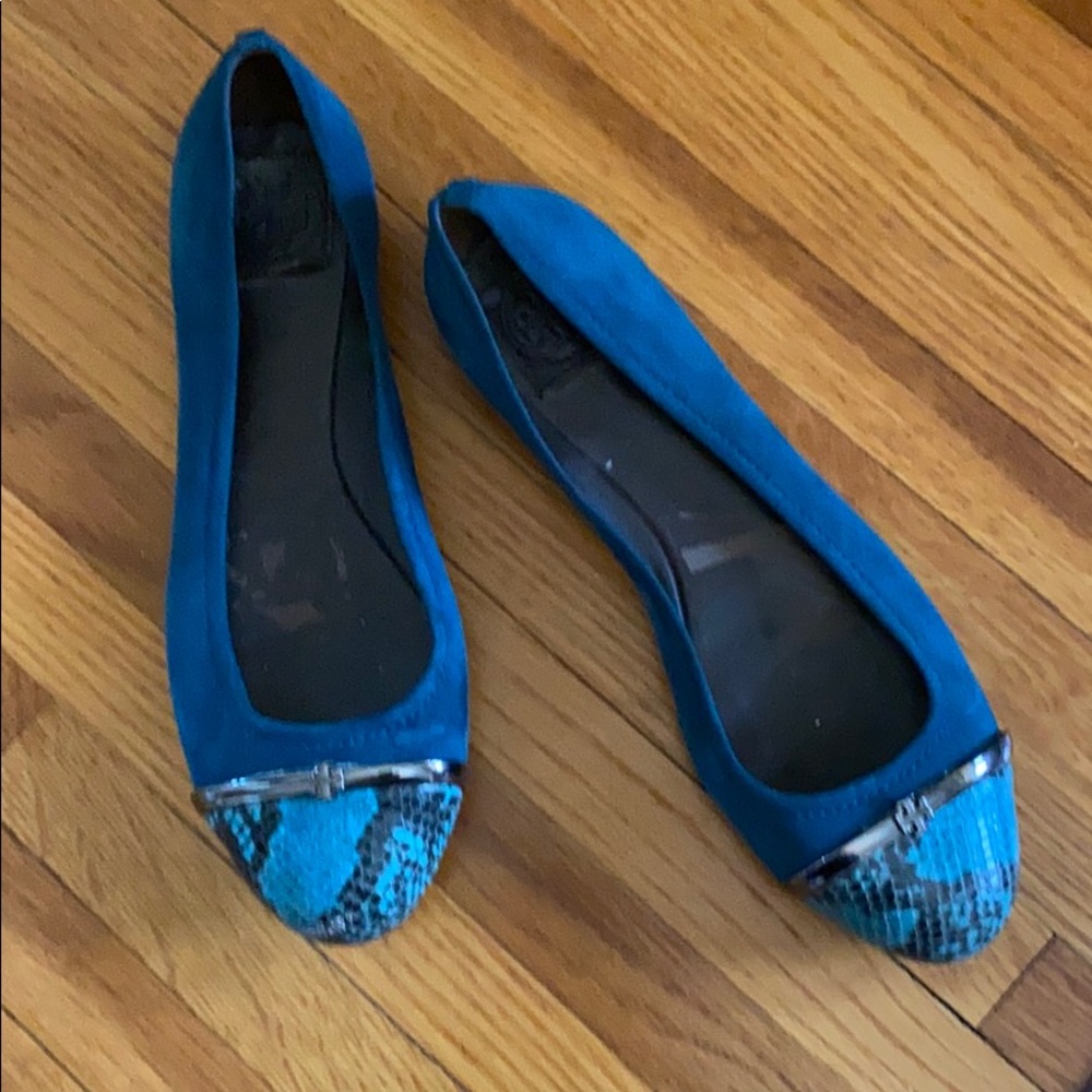Tori Burch blue suede flats 8 1/2